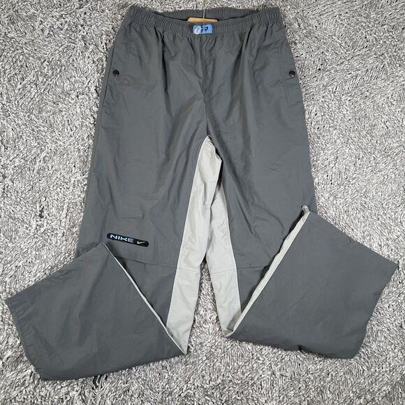 Nike Nylon Track Pants Men's Medium Y2K Baggy Gray Activewear Drawstring Gym VTG - Picture 1 of 8